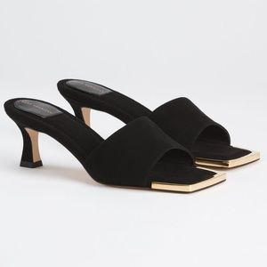 Good American Standout Square Toe Mule Heels